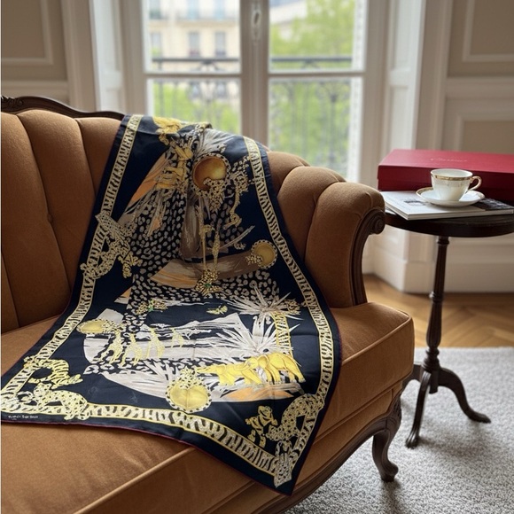 Cartier Silk Scarf - Elephants and Panthere - Picture 1 of 8
